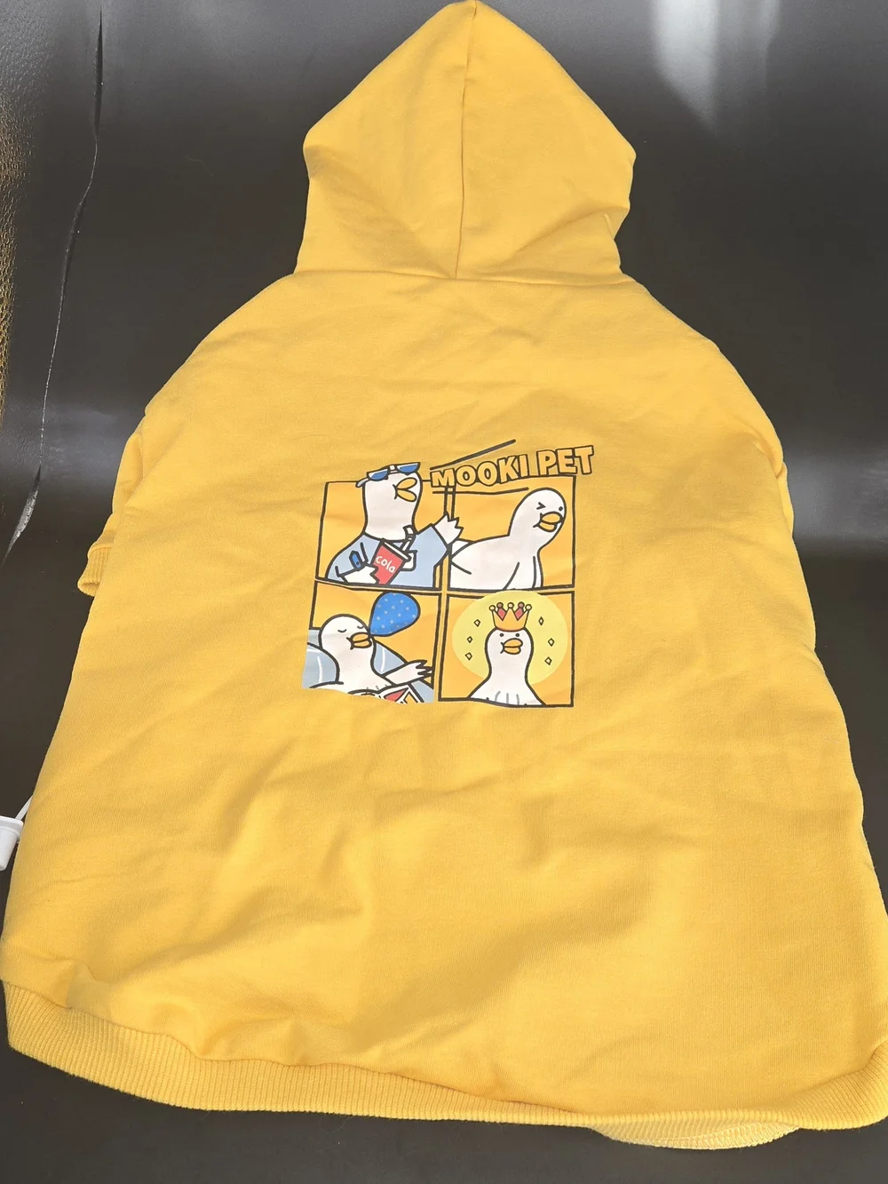 Yellow Cartoon Seagull Dog Hoodie with Hood